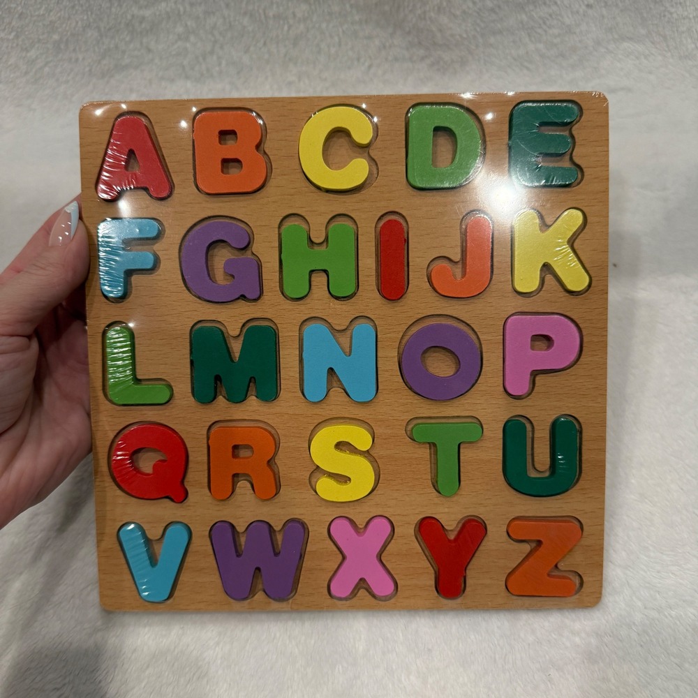 Wooden Alphabet‎ Puzzle Toy Multicolor ABC Learning Board Kids Education